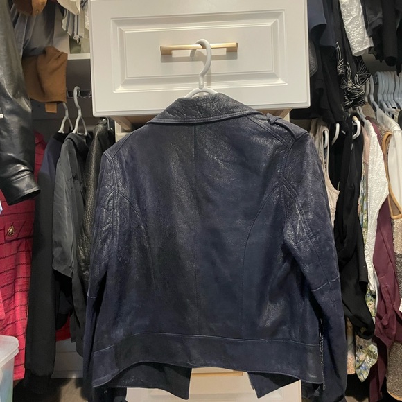 Paige Blue Crinkle Leather Jacket - Picture 2 of 2